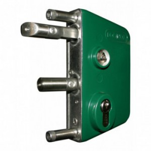 Serrure pompier Locinox - pour profils carrés de 40 à 60mm - entraxe 60mm - verte