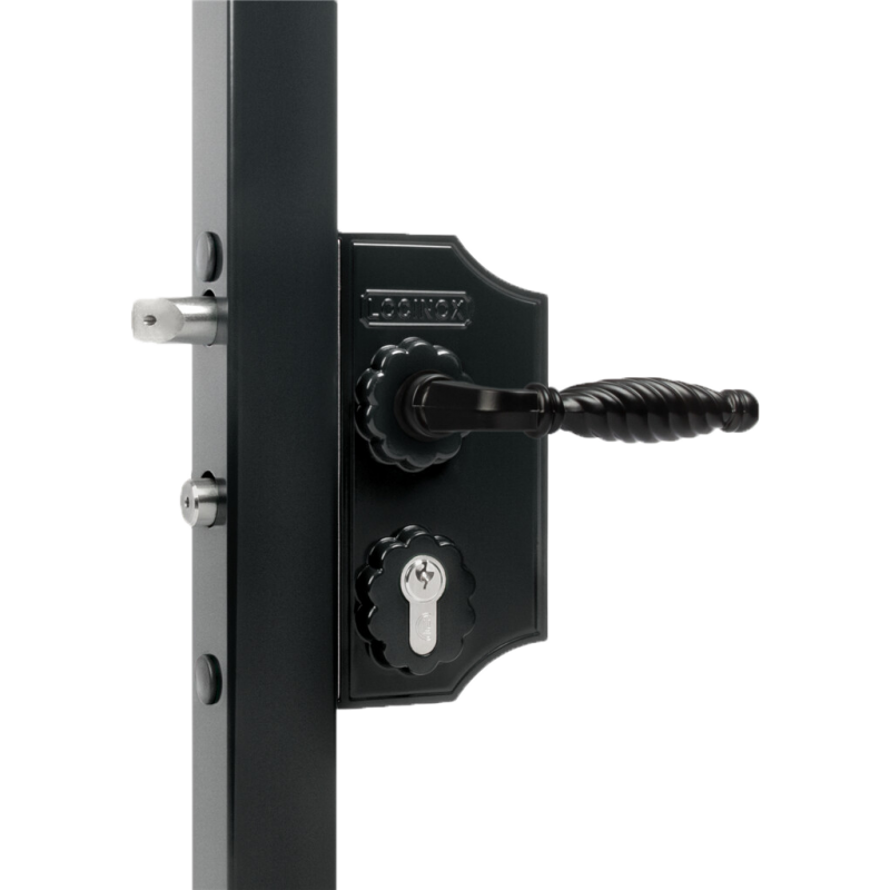 Serrure style ancien fer forgé Locinox - petit modèle - noire - pour profil de 40 à 50mm