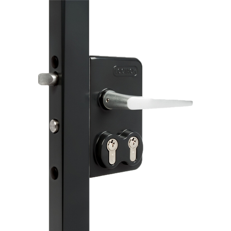 DOUBLE CYLINDRE - Serrure double cylindre pour profils carrés de 40mm en 9005 avec 3006M - Paire de poignées en aluminium & VS