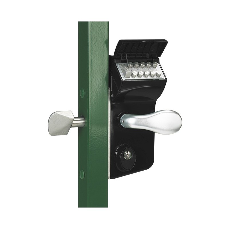 Serrure à code mécanique noire pour portail coulissant - Profil 120mm