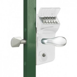 Serrure à code mécanique blanche pour portail coulissant - Profil 120mm