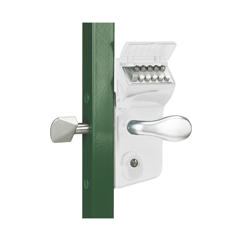 Serrure à code mécanique blanche pour portail coulissant - Profil 40mm