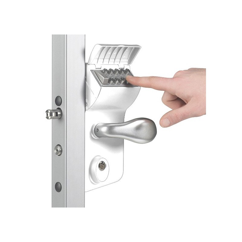 Serrure à code mécanique blanche  montage sur fer plat de 10 à 30mm 3 clés