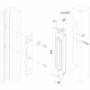 Ventouse électromagnétique, contre-plaque et raccords pour profils N-LINE-B-MAG et N-LINE-S-MAG 