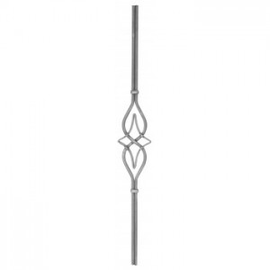 Barreau forgé décoratif - ø12mm - Largeur 125mm - Hauteur 1000mm - Acier brut (jusqu'à rupture de stock)