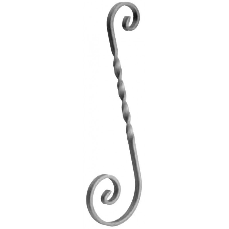 Volute asymétrique 100x350h - 12x6mm - Torsade au centre - Finition à froid