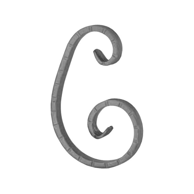 Volute asymétrique 90x140h - 12x6mm - Finition à chaud - Martelée (jusqu'à rupture de stock)