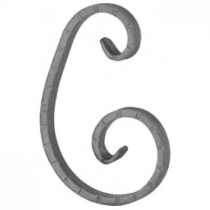 Volute asymétrique 90x140h - 12x6mm - Finition à chaud - Martelée (jusqu'à rupture de stock)