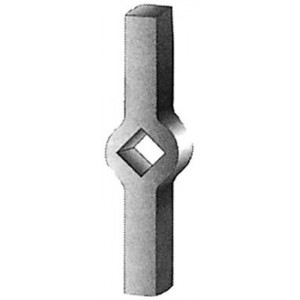 Barre perforée droite - 2000mm - Trous renflés de 16mm - Section carrée de 16mm - Acier brut