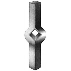 Barre perforée renflée - 2000mm - Trous renflés de 16mm - Section carrée de 16mm - Acier brut