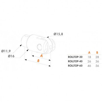 Penne à roulette réglable pour serrure en applique Locinox - pour tube de 40mm - inox