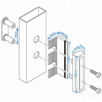 Gâche butée Locinox - aluminium - pour tube carré de 40 à 50mm (Fabrication arrêtée)