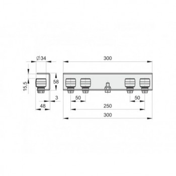 Guide pour portail coulissant télescopique - 4 olives ø34mm pour cornière en U référence VA5401 FAC