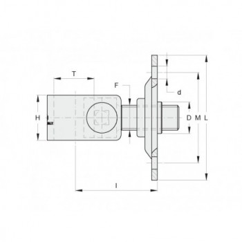 Gond sur platine 4 trous Ø 45 plaque 130x130