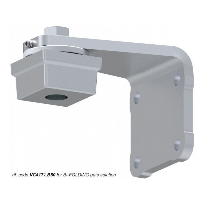 Charnière supérieure réglable avec roulement pour section carrée 40mm et platine      à 4 trous à visser