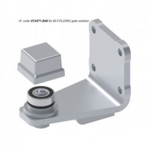 Charnière inférieure réglable avec roulement pour section carrée et platine à 4 trous à visser