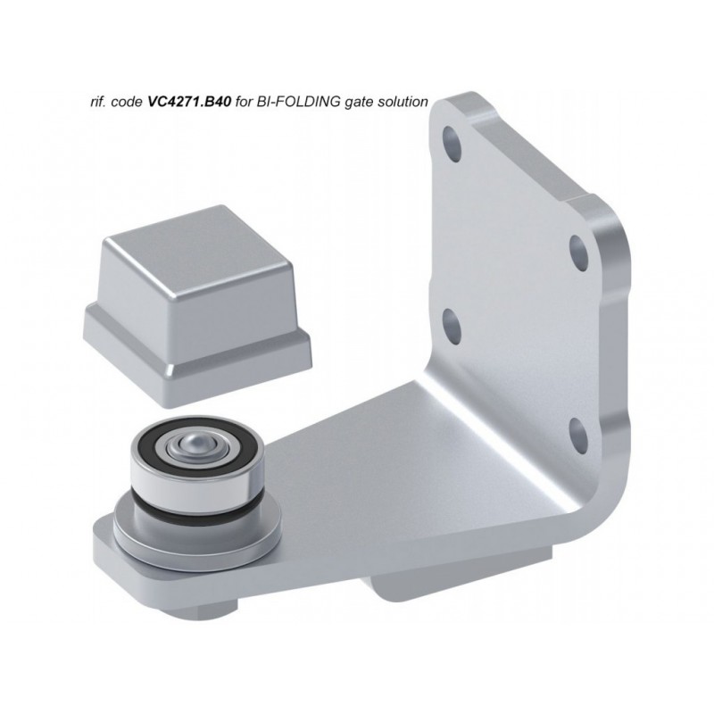 Charnière inférieure réglable avec roulement pour section carrée et platine à 4 trous à visser