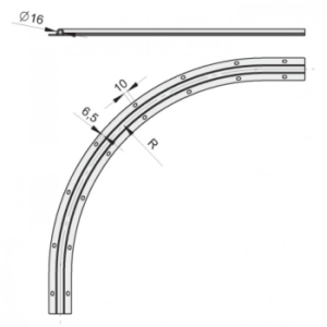 Rail Ø16mm courbé (cintré) rayon 100cm pour portail coulissant sectionnel articulé - Système radius