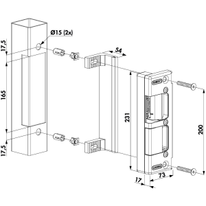 Gâche électrique à EMISSION réversible pour serrure hybrid   12VCC+12VCA (Couleur : Noir)