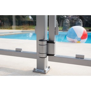 Charnière 180° à double roulement réglable , RAL gris