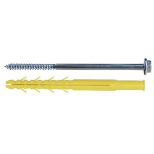 Kit 1 tirefond + 1 cheville + 1 rondelle pour gonds et pivots de portail - M10 - 80mm de longueur