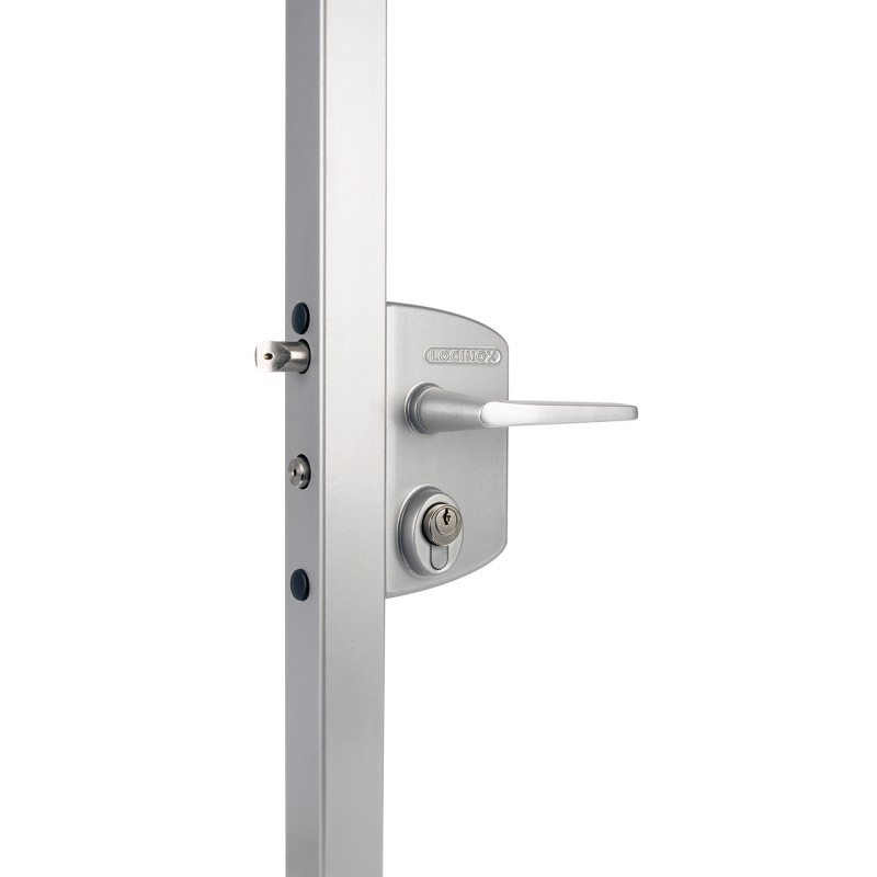 Serrure type industriel pour cylindre KABA-KESO pour profils plats de 10 à 30 mm en ZILV avec 3006M - Paire de poignées en alu