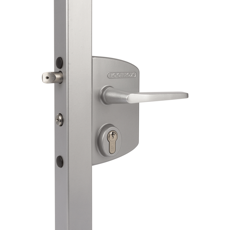 Serrure Locinox - modèle industriel - Couleur : argentée - pour profil épaisseur 40-50-60 - entraxe : 60mm