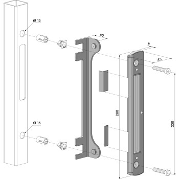Gâche en acier inoxydable pour serrures en applique