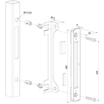 Gâche en acier inoxydable noir pour serrures FORTYLOCK, FIFTYLOCK et SIXTYLOCK