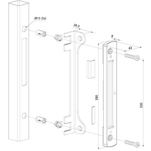 Gâche en acier inoxydable noir pour serrures FORTYLOCK, FIFTYLOCK et SIXTYLOCK