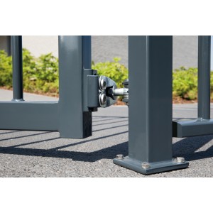 Charnière 180° avec système anti-dégondage - Oreille en U et plaque à souder en acier brut (B) avec M12 Boulon à oeil 90 m