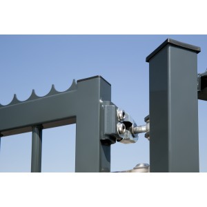 Charnière 180° avec système anti-dégondage - Oreille en U et plaque à souder en acier brut (B) avec M16 Boulon à oeil 110 