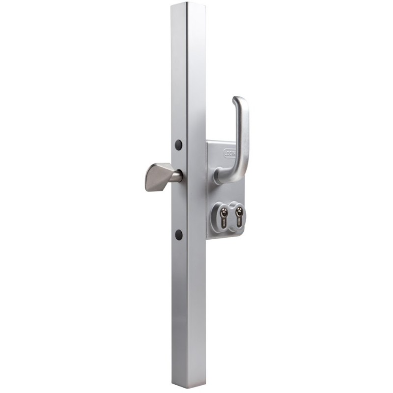 DOUBLE CYLINDRE - Serrure en applique pour profils carrés de 60 mm en ZILV avec 3006S - Paire de poignées en aluminium renforc