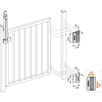 Charnière 180° avec ferme-portail hydraulique - compatible portillons