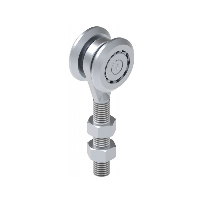 Chariot à 2 roues Acier ø24mm - M8 - avec roulements pour porte coulissante suspendue - charge 50kg max