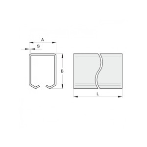 Rail galvanisé pour porte coulissante suspendue - 3m - 42x54mm