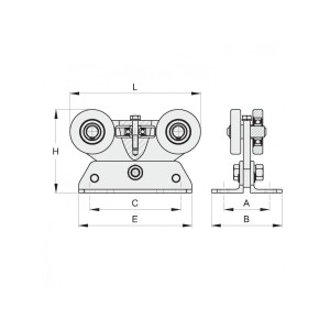 Chariot pour portail autoportant pour les rails de série P75 FAC - double réglage - acier galvanisé - 1x pièce