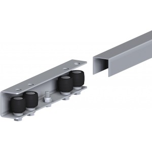 Kit pour portail coulissant télescopique - ouverture max 4 mètres de passage - Roue gorge demi ronde 20mm ø90mm