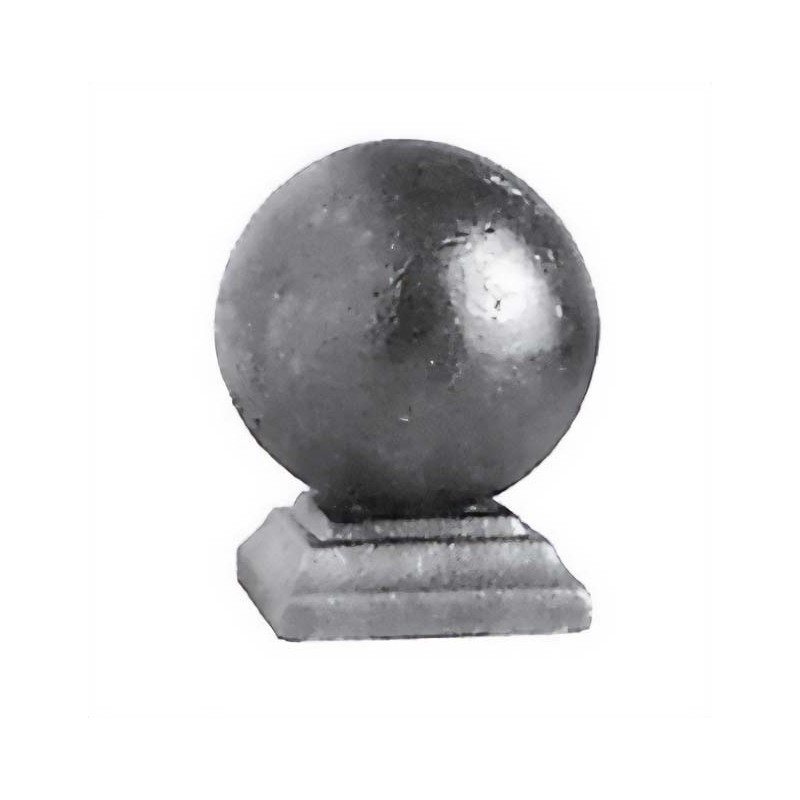 Boule sur socle soudé ø70mm -  base carré de 60mm -  Hauteur 80mm - acier brut