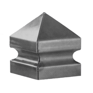 Chapeau carré meulé avec bords - acier brut - 100x100mm - hauteur 140mm