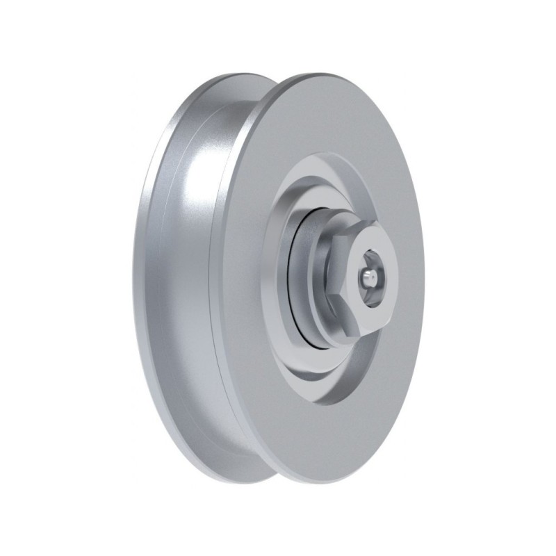 Galet (roue) pour portail Ø90mm - gorge en U - axe à visser avec graisseur - 1 roulement à billes