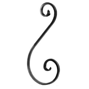 Volute asymétrique 110x270mm - 12x6mm - acier brut - finition à chaud