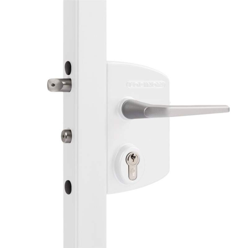 Serrure Locinox - modèle industriel - Couleur blanche - pour profil épaisseur 30-40-50 - entraxe : 60mm