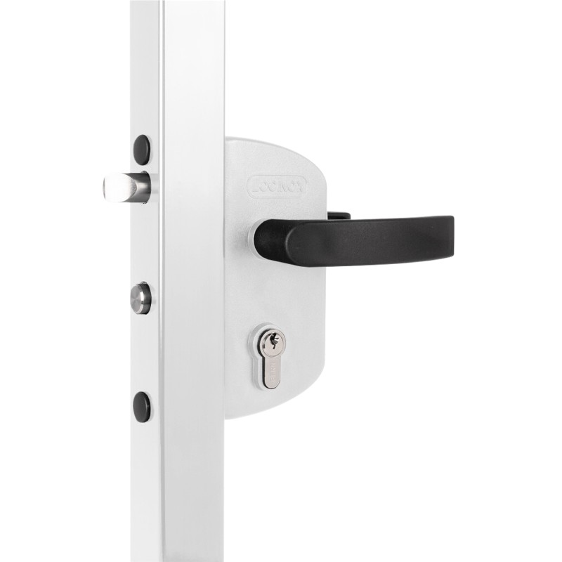 Serrure pour portillon de jardin en nylon - Locinox - blanche - pour tube 40mm - entraxe 60mm