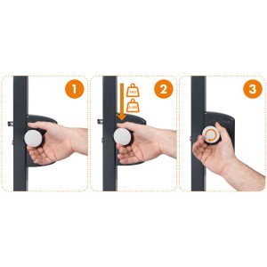 Paire de béquilles Locinox Kidloc - bouton de sécurité 3 points - carré de 8 mm