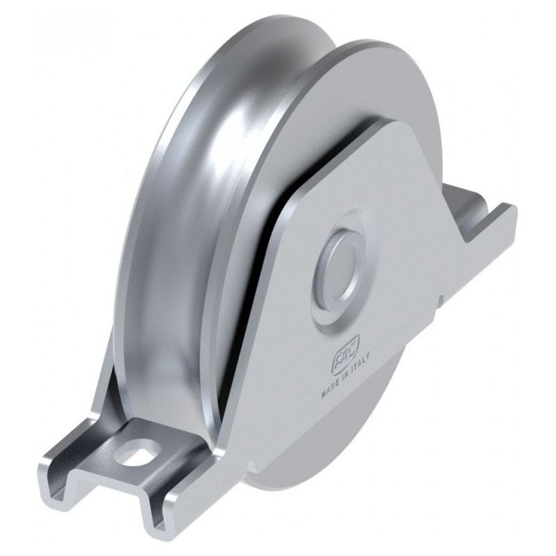 1. Galet pour portail coulissant Ø90mm avec gorge Ø16mm - vue de face