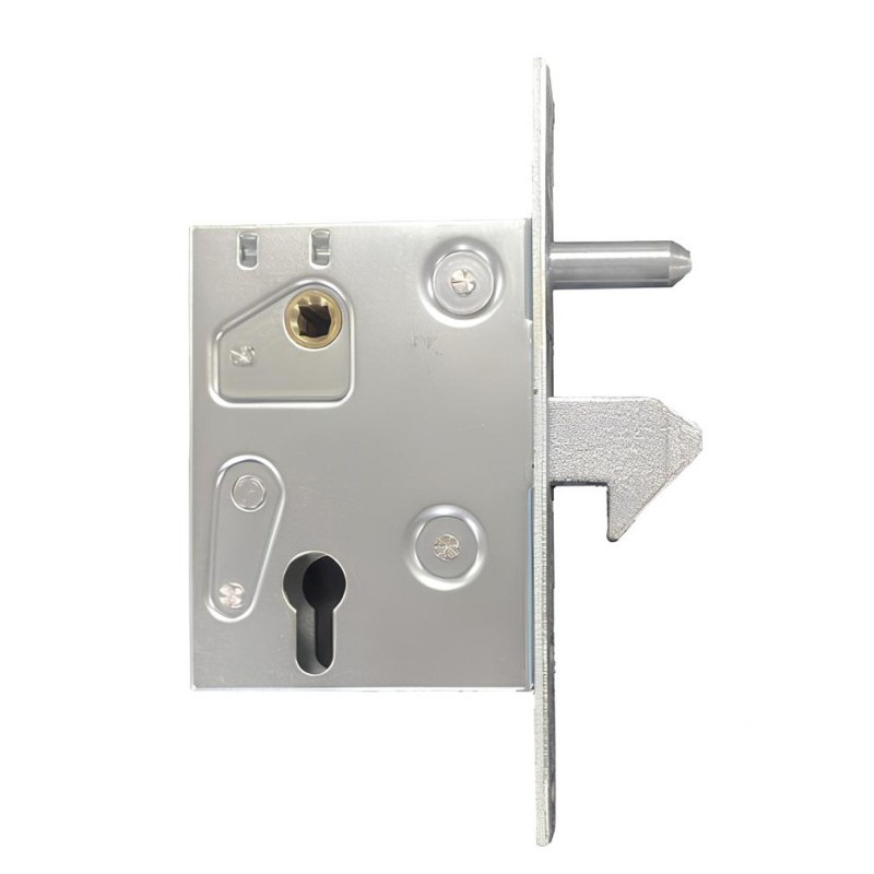 Serrure à crochet pour portail coulissant - pène rentrant - grand modèle - sans gâche et sans cylindre