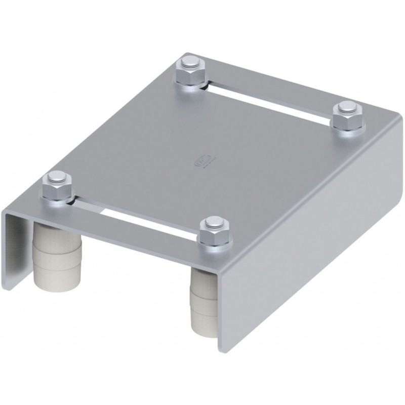 Plaque de guidage pour portail coulissant - réglage large - 4 olives ø40mm - acier galvanisé