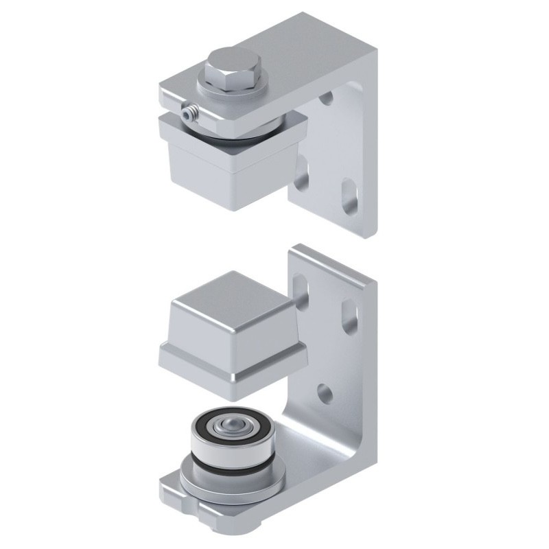 Ensemble de pivots haut et bas sur roulement à souder pour tube de 40x40mm - sur platine à visser - pour portail pivotant