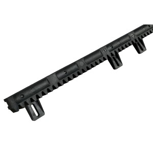 Crémaillère PVC noire armée avec carré en acier pour portail coulissant - L'ORIGINALE - longueur 1m - 6 fixations basses